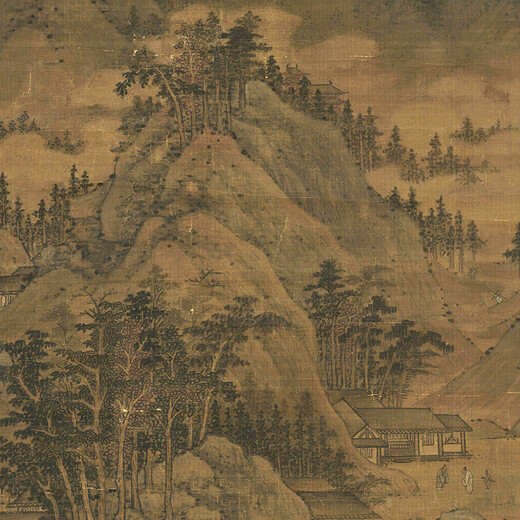 
The ancient green landscape painting scrolls of the Yuan Dynasty, the famous paintings of the Yongjiang Mountains of Yong, the ancient paintings of the King of Mengxi Mountains of Yuan Dynasty, the picture of Gao Yi 12212 50X84 cm (spraying painting heart size)