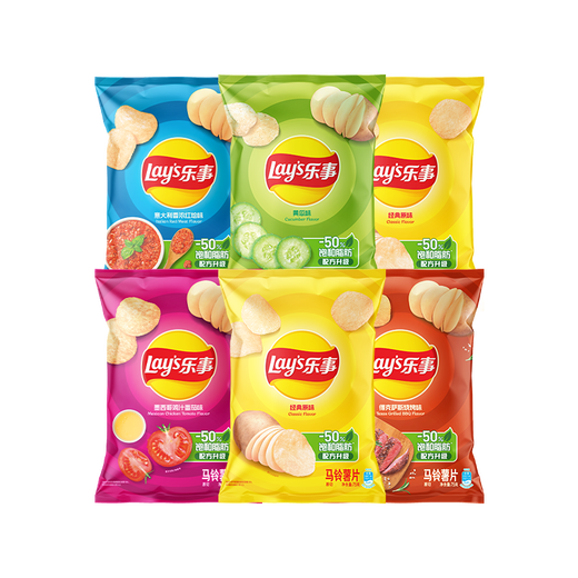 乐事（Lay's）薯片混合口味75g*6包450g 休闲零食 百事食品