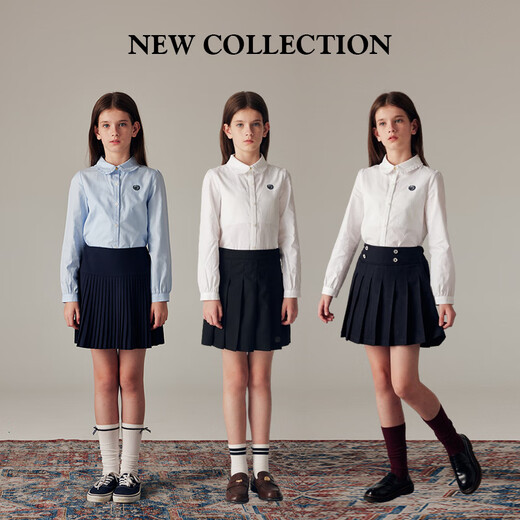 E LAND KIDS new season girls' lace lapel badge embroidered shirt Ivory ivory/39 120