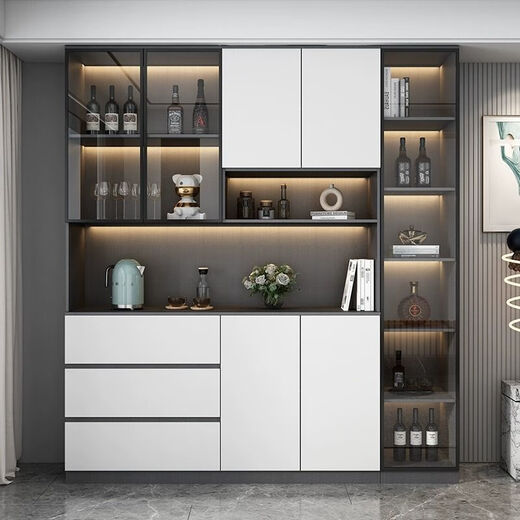 Zhen Yanxuan 2024 Sideboard integriert in die Wand moderne einfache Wohnzimmer -Aufbewahrungsschrank leichter Luxus Restaurant Weinschrank Milchfarbe Sideboard Modell 12240*40*220 Pack Installation