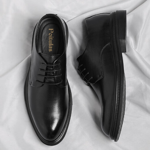 Zapatos de cuero portulese zapatos casuales de cocción para hombres con estilo coreano de moda zapatos formales de lana gruesa zapatos de boda hombres 9708 negros 43