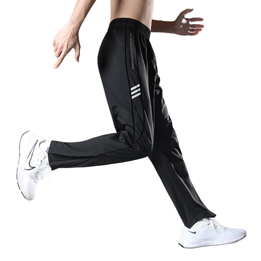 Allen Burton sweatpants men's autumn straight high-elastic running trousers quick-drying loose fitness basketball training casual pants new style black-loose and quick-drying M 115-130Jin Jin equals 0.5 kg