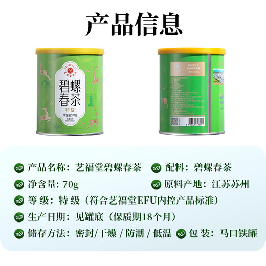 Yifutang Green Tea, Jiangsu's original Biluochun special selection 70g, 2025 new tea, spring tea canned tea, self-drinking
