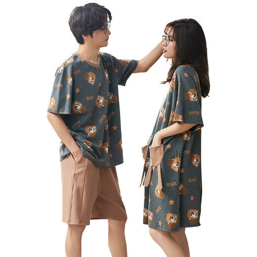 Songyan Pajamas Женская ночная рубашка Pure Cotton Summer Summer-Sighteed Pajamas Пара паджамского костюма Весна и осенняя домашняя одежда могут носить мужчины 12014 Парки два подхода (пожалуйста