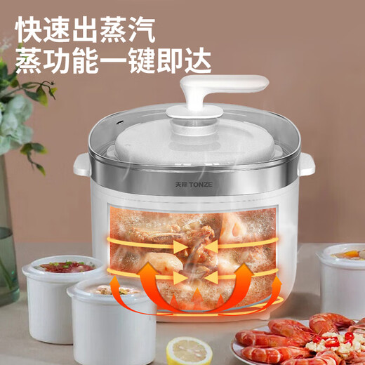 Tianji water-proof stew electric stew pot 4L steam bird's nest large capacity electric stew pot that can steam and stew household ceramic soup pot one pot five bladders with steamer multifunctional porridge artifact 40AG rapid steam-4L