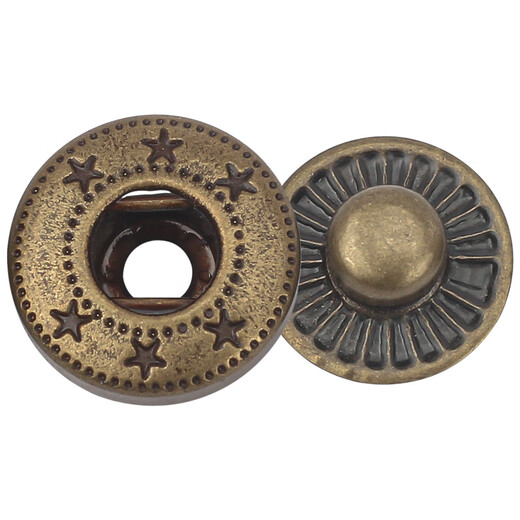 Vierfache Knöpfe, Mutterknöpfe, Metall-Schnappknöpfe, hefelfreie Knöpfe, Kleidung, Drücken von Taschen, Zubehör, Schnalle, versteckter Knopfjacke, flacher Nebel, Gold, 6 Sets, + Werkzeuge, 15-mm-Gesichtsknöpfe, 831 Bodenknöpfe