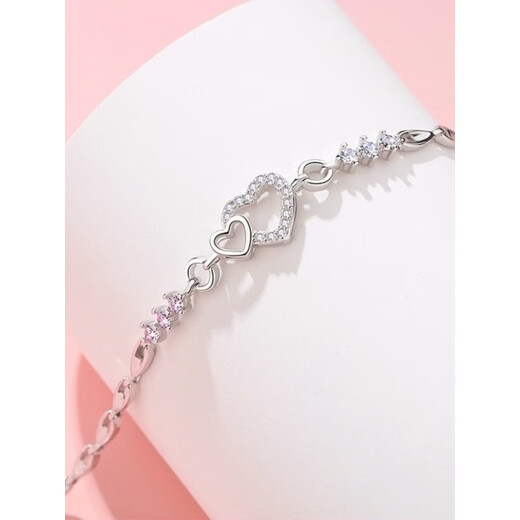 Nilan pt950 platinum bracelet PT950 heart-to-heart women's diamond temperament, light luxury, gift to girlfriend heart-to-heart bracelet
