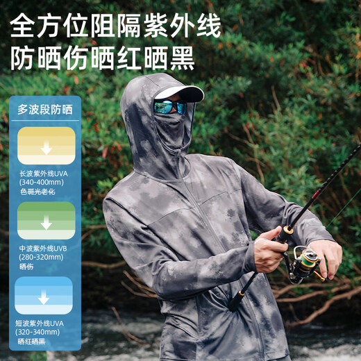 Amadeus Degora fishing suit men's ice silk quick-drying hidden face towel sun protection suit 2025 summer new fishing suit moonlight silver 3XL
