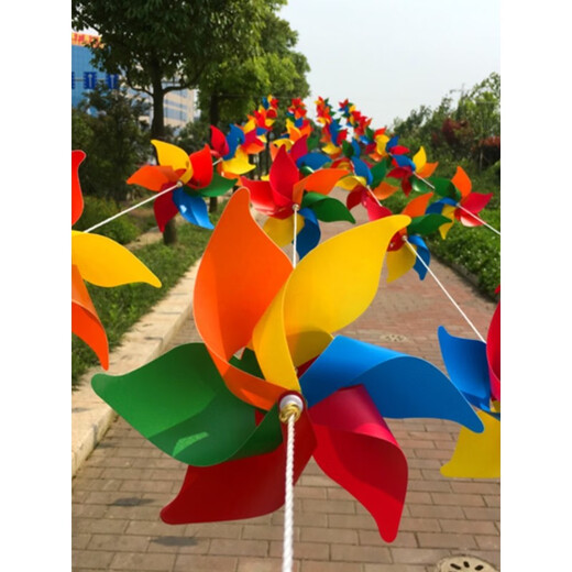 Jiko Plastic Windmill String Outdoor Decoration Kindergarten Children's Toys Shopping Mall Real Estate Rainproof Scenic Area Windmill Layout 30cm Solid Color Hexagonal Windmill One Piece Colors Buy More Discounts