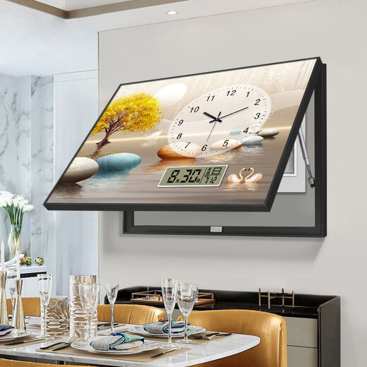 Fandianna calendario perpetuo Caja de medidor eléctrico Pintura decorativa con relojes sin cuadro de distribución de perforación Moderna pintura colgante de reloj de reloj simple