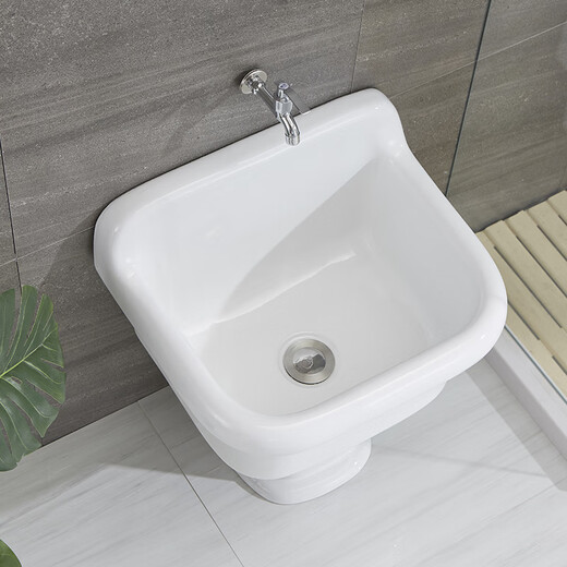 Washing mop pool high-foot household balcony ceramic split floor-standing bathroom old style large wall drainage floor mop basin 42 cm pool + 30 cm column manual