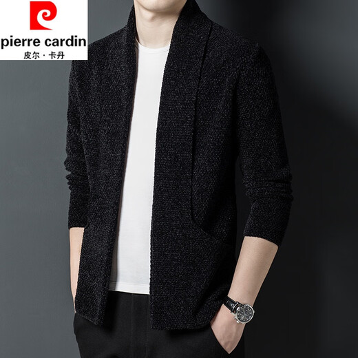 Pierre Cardin Wolle gestrickt Strickjacke Männer Frühling und Herbst Neue Style Dad Outfit Lose großer Großgröße mit mittlerem Alter Sweater Jacke Schwarz neuer Stil Button 165/80A M suggeriert 100-115jin [Jin ist gleich 0,5 kg]