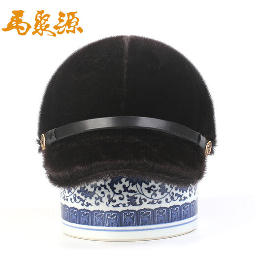Majuyuan Chinese time-honored brand winter youth British small-brimmed top hat middle-aged and elderly retro hat seal wool sheepskin strip knight hat A seal baseball cap brown 56cm