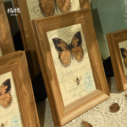 Qiyu American 8-inch photo frame table hanging wall vertical and horizontal photo frame mounting A4 certificate frame custom photo frame plus photo walnut color 6 inches (photo 10.2cm*15.2cm)