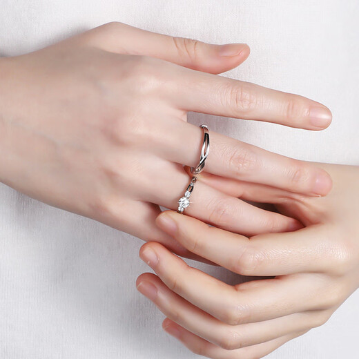 MZMZpt950 Platinum Couple Ring A pair of blue silk platinum rings for engagement, wedding and birthday gift for girlfriend, light luxury model - single male/female ring (remarks)