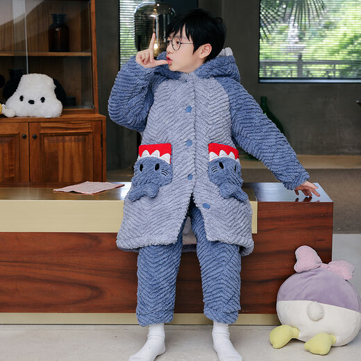 
Mannido boys' new winter children's pajamas for boys three-layer cotton coral velvet thickened medium-sized children's warm home clothes L9928 [three-layer cotton] M code 155-160cm 80-100Jin [Jin equals 0.5 kg] 20 codes