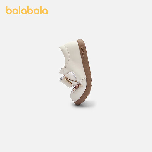 Balabala Baby Princess Shoes Girls' Shoes Anti-Slip Baby Shoes 2025 Spring and Autumn New Shoes Cute Bear Cute Off-White 10301 Size 26 (Foot Length 15.4-16/Inner Length 16.9)