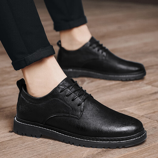 Lwok neue Lederschuhe Herren trendige Herrenschuhe Casual Shoes Fashion Business Schuhe Britisch -formale Schuhe koreanische Lederschuhe 9920 Schwarz (vier Jahreszeiten) 39