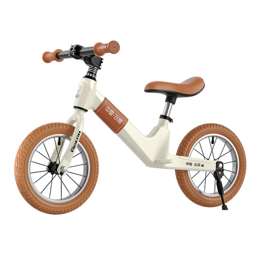 Feige Kinderbalchen Bike Schiebebotbike 2-3-6 Jahre alt ohne Fußpedal Zweiradfahrrad Fahrrad aufblasbares Rad 16-Zoll [Milch weiß] Magnesiumlegierung aufblasbares Rad