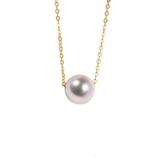 Gold Rainbow 18K Gold Akoya Seawater Pearl Necklace Pendant Single Female Passepartout Clavicle Chain 18K Gold Chain Year of the Dragon Akoya 8.5-9mm