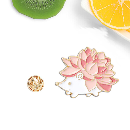 EKUSTYEE creative animal cute hedgehog brooch trendy cartoon personality cat pin accessories metal badge medal bag jewelry lotus hedgehog brooch + gift box