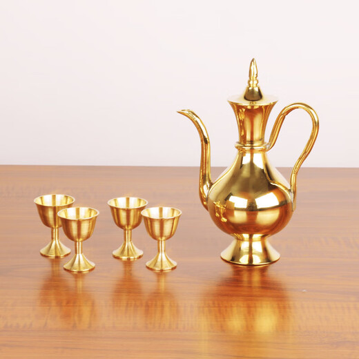 Fantasy wine pot, old-fashioned pure copper wedding old-fashioned toasting copper wine pot, pure copper wine glass set, home hand-ironed clear B type copper wine pot