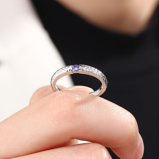 Micro-pattern ring sterling silver Tanzanite couple ring closed crystal niche original design No. 10