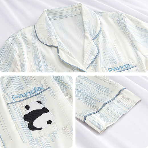 Almohadillas de cofre integradas con manchas anti-convexas panda pareja pijama para mujeres verano seda de seda de seda de manga corta ropa para hombres de seda para mujeres seda de hielo l mujeres