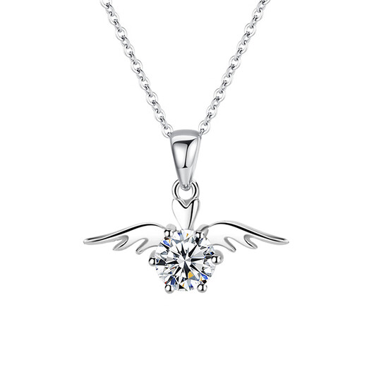 Jingzi PT950 platinum diamond necklace short angel wings clavicle chain temperament pendant as a Valentine's Day gift for your girlfriend 30 points diamond platinum inlay 30
