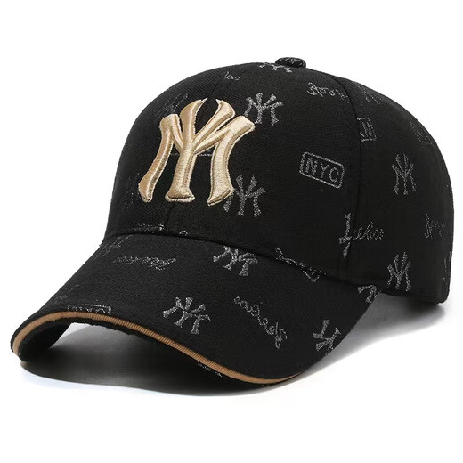 2024 New MY Embroidered Hat Unisex Korean Style Fashionable Peaked Cap Hard Top Stylish Trendy Brand Baseball Cap Black Gold Label Silver Letters One Size 54-60cm