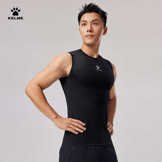 Kelme / Karme Ärmel und Strumpfhosen für Männer Fußball Elastizierer Sommer laufen atmungsaktives Schweiß Training Fitnessanzug Schwarz XL 180