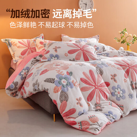 Nanjiren (Nanjiren) milk velvet four-piece double-sided velvet anti-static winter thickening autumn and winter cartoon cute wind bed set colorful 200*230cm no shedding and no static electricity Nanjiren (Nanjiren) milk velvet four-piece double-sided velvet anti-static winter thickening autumn and winter cartoon cute wind bed set colorful 200*230cm no shedding and no static electricity