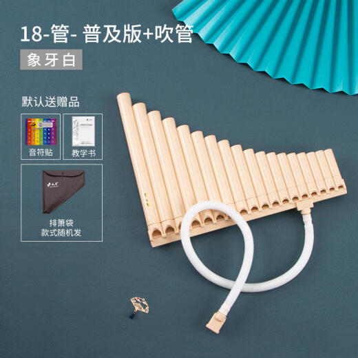 风律排箫16管18管滑动排笛小学生初学校教学刻字排笛儿童易学乐器c调 【普及款】18管象牙白 【C调】排箫袋/教学书/音符架/音符贴
