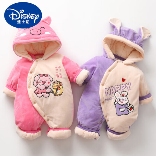 DISNEY新生婴儿衣服秋冬季加厚款加绒夹棉初生宝宝连体衣哈衣外出服A类3 TY9738红色财运亨通蛇  儿童节礼 90cm