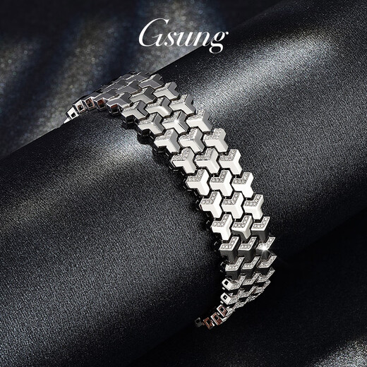 Platinum bracelet for men PT950 new model inlaid with moissanite bracelet, stylish and stylish platinum men's bracelet, shiny PT950 bracelet about 95 grams 19.5cm customized