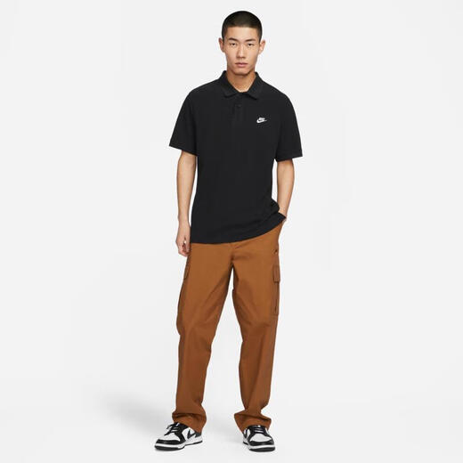 耐克（NIKE）Club 男子商务翻领短袖T恤休闲简约针织上衣百搭透气运动POLO衫 FN3895-010 L