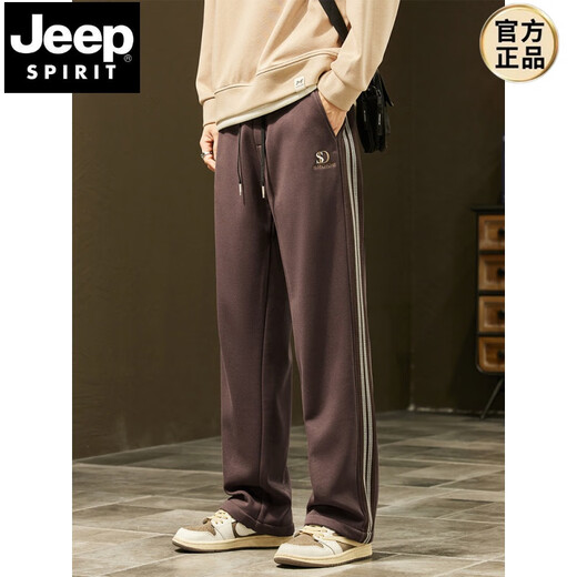 
JEEP SPIRIT2024 autumn and winter new heavyweight thin velvet men's loose wide-leg casual pants workwear American high street sports sweatpants Q829 dark gray L