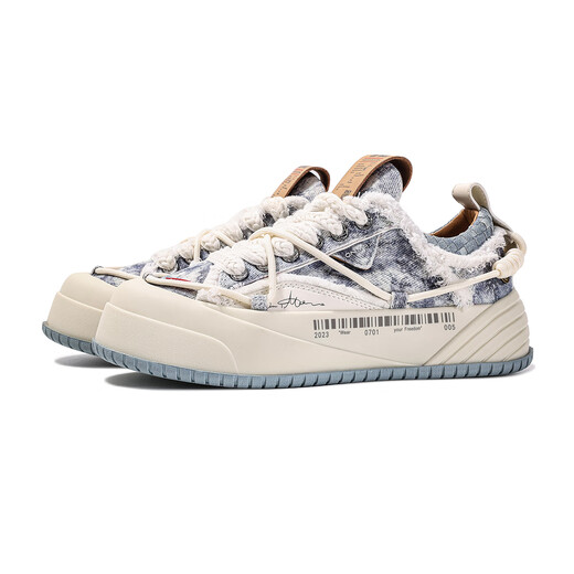 Auf dem maximalen pu yi xing wesao gleichen style Denim Blue Paper Flugzeug -Leinwandschuhe dicke Sohle, um den nationalen Trend 2025 Sommermänner und Frauen gleiche Denimblau zu erhöhen, wird empfohlen, eine kleine Größe 37 zu nehmen