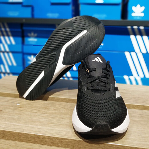 Adidas (adidas) men's shoes 2025 summer new comfortable breathable shock-absorbing casual running shoes ID9849 black and white 41 (255mm)