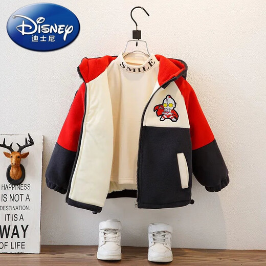 Disney Boys' Jackets Winter Children's New Clothes Fashionable Baby Children's Wool Sweaters Autumn Ultraman Jackets Blue Orchid Velvet Jackets 110