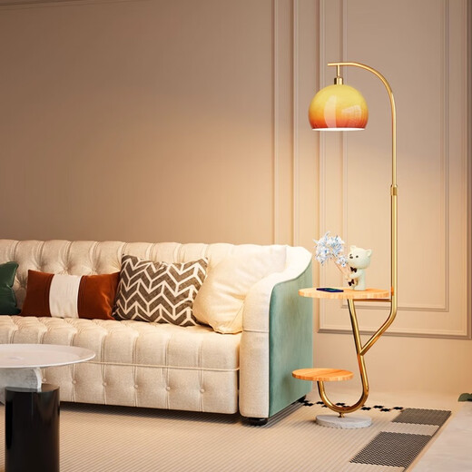 Zhong Shuai's antique style floor lamp living room sofa next to the shelf ornaments American retro bedroom bedside table integrated black-walnut color desktop-stepless dimming