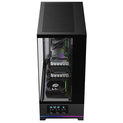 AOC Aidong ACG880B Black Eatx Gaming Computer Desktop Host Case 270 SEA View Room Schnellentfernung/9 Slot Dual Graphics Card/Support 480 Wasserkühlung/digitale Funktionsbildschirm Display
