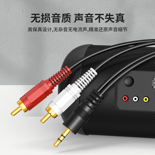 先科（SAST）3.5mm转双莲花头音频线一分二 红白2RCA连接线 电脑电视手机连接 音响箱功放转换线1.5米