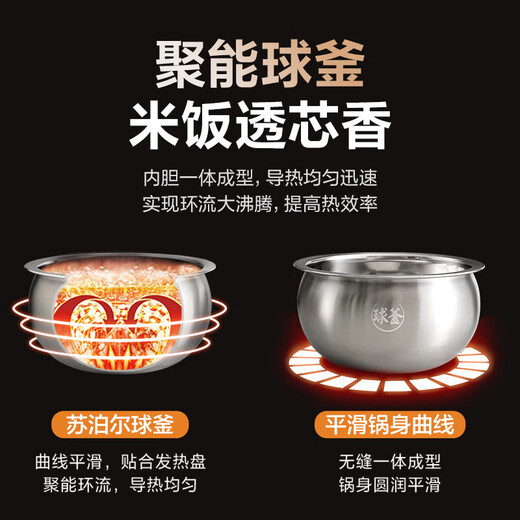 
SUPOR Rice Cooker 4L Large Capacity Stainless Steel Inner Boiler 0 Coated Rice Cooker Multifunctional Firewood Rice Cake Soup 3-5 Home Smart Reservation SF40FC699 4L 316L Uncoated Ball Tank Inner Boiler