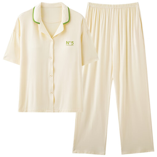 
Catman Modal pajamas for women in spring and summer cardigans for short-sleeved trousers for large size women's thin home clothing suits can be worn outside 12111 M (recommended weight is 90-100 Jin [Jin equals 0.5 kg])