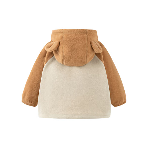 Mini Bala autumn new anti-static jacket for boys and girls, baby plush jacket, fleece jacket, light khaki 50307 130