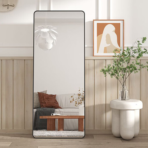 Mirror de aderezo de quanpinwu espejo de cuerpo completo con piso a techo espejo de la tienda de la puerta del espejo del espejo espejo del espejo de la pared colgante integrado estilo nórdico simple [esquina redondeada] hepburn negro 160*50 cm entrega a puerta