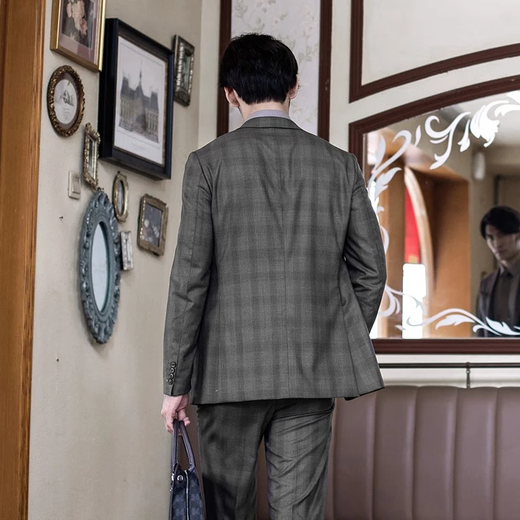 VICUTU suit top men's wool skin-friendly autumn business commuting casual jacket brown plaid suit 185/104B