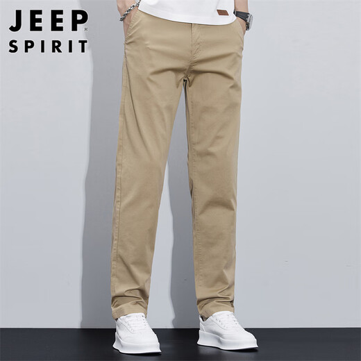 JEEP SPIRIT Jeep casual pants men loose spring and summer straight pants men trendy business pants khaki 32
