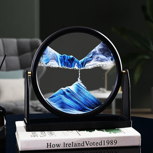 Bezaubernde Katze Quicksand Malglas Ornamente Wohnzimmer Handwerk Dekoration Hauswarming Hochzeits Geburtstag Geschenke für die Bewegung von Männern Geschenke Praktische 360 ​​rotierende Schnellsand -Gemälde Ornamente - Schwarzer Rahmen Blau Sandlicht Luxus Eingang Wohnzimmer TV -Schrank Dekoration Geschenke Geschenke